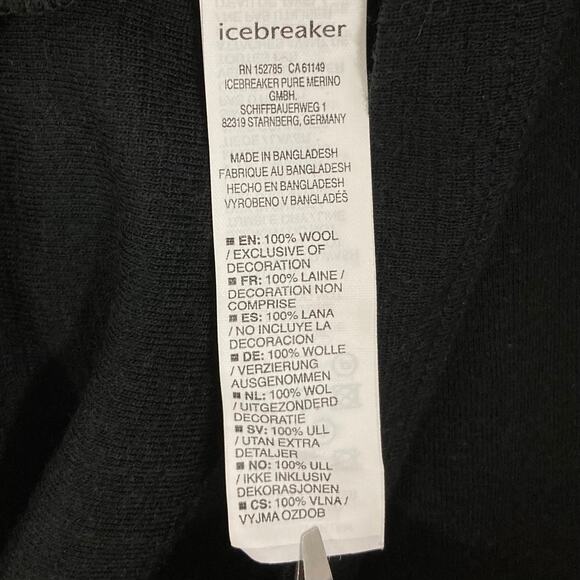 NWOT ICEBREAKER Sweater Women L Black Merino-Wool 175Tech 1/4Zip MockNeck LongSl - Picture 7 of 10